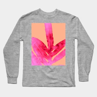 Peach Pink Ferns, Living Coral Long Sleeve T-Shirt